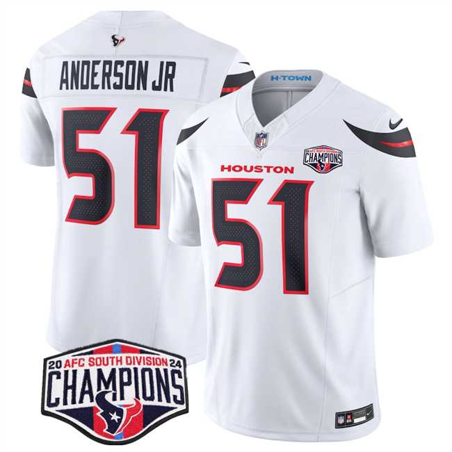 Men%27s Houston Texans #51 Will Anderson Jr. White F.U.S.E. 2024 AFC South Division Champions Vapor Limited Stitched Jersey